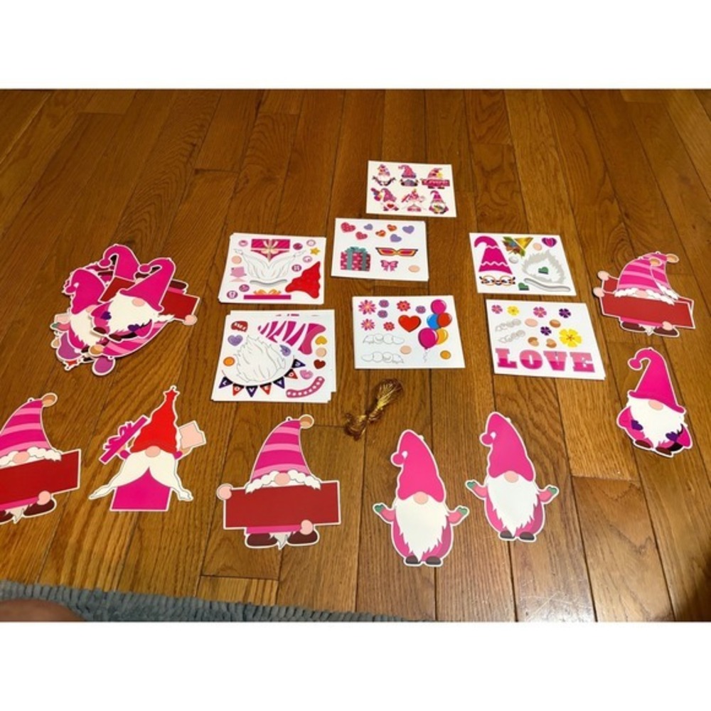 Valentine's Day Gnome DIY Craft Kit 30ct Cards 380 Stickers Classroom Party
